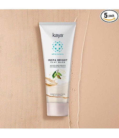 Kaya Insta Bright Clay Mask 100GM | Provides Youthful Glow | Rejuvenates Skin | With Kakadu Plum, Alpha Arbutin, Bakuchiol, Niacinamide | For Soft, Glowy, Clear, Even-Toned Skin | All Skin Type 